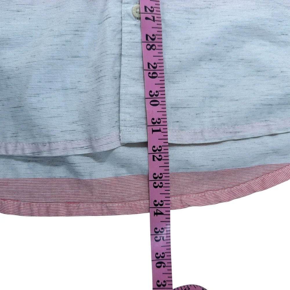 Quiksilver Mens Pink White Striped Short Sleeve Button Down Shirt XL 0850